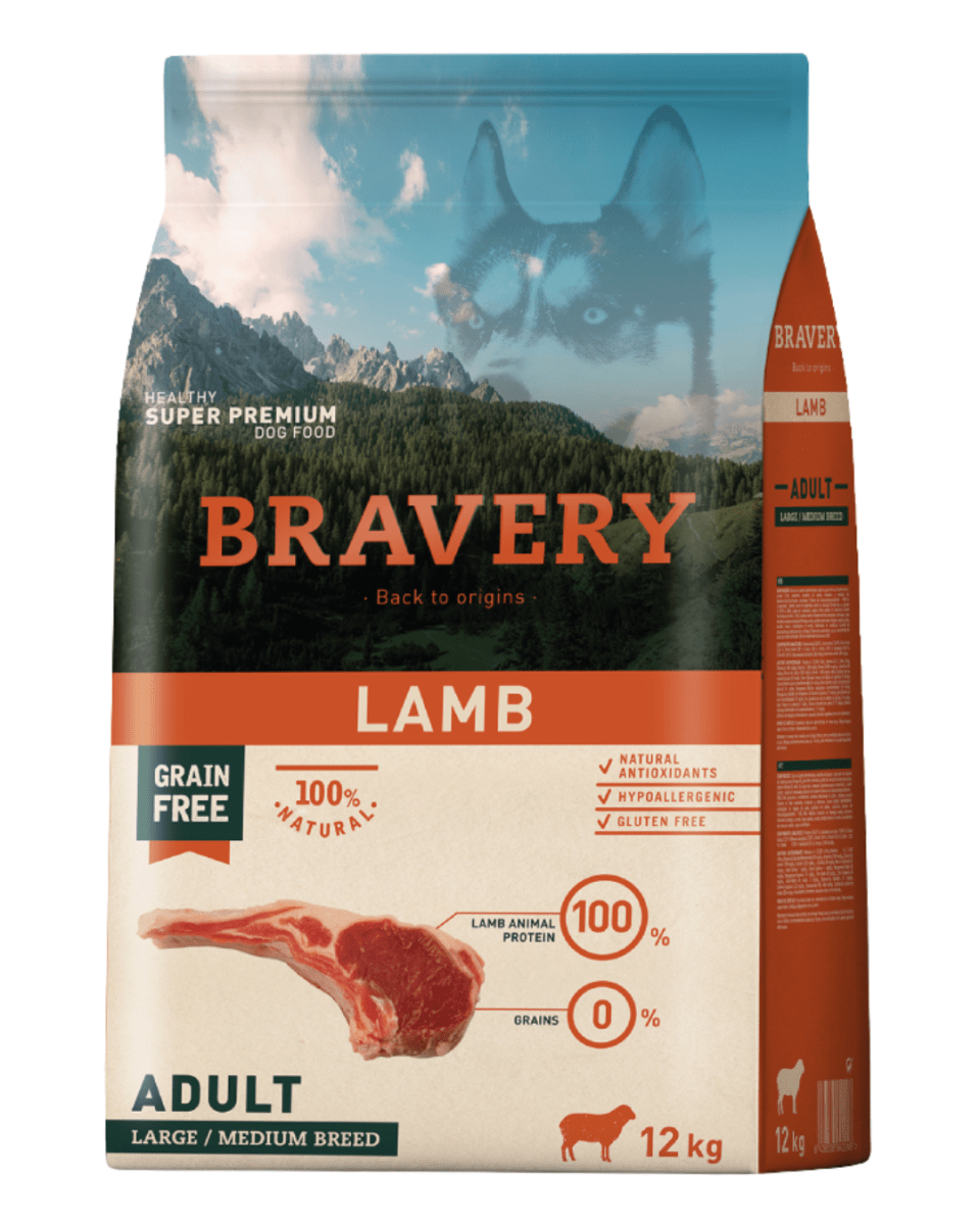 BRAVERY LAMB ADULT LARGE/MEDIUM BREED 12kg1