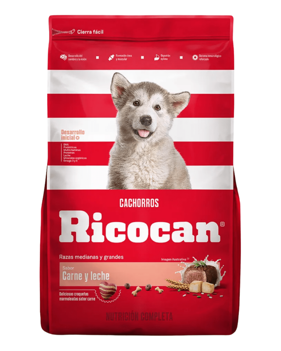 Ricocan Cachorro sabor Carne y Leche - Razas medianas y grandes 15kg1
