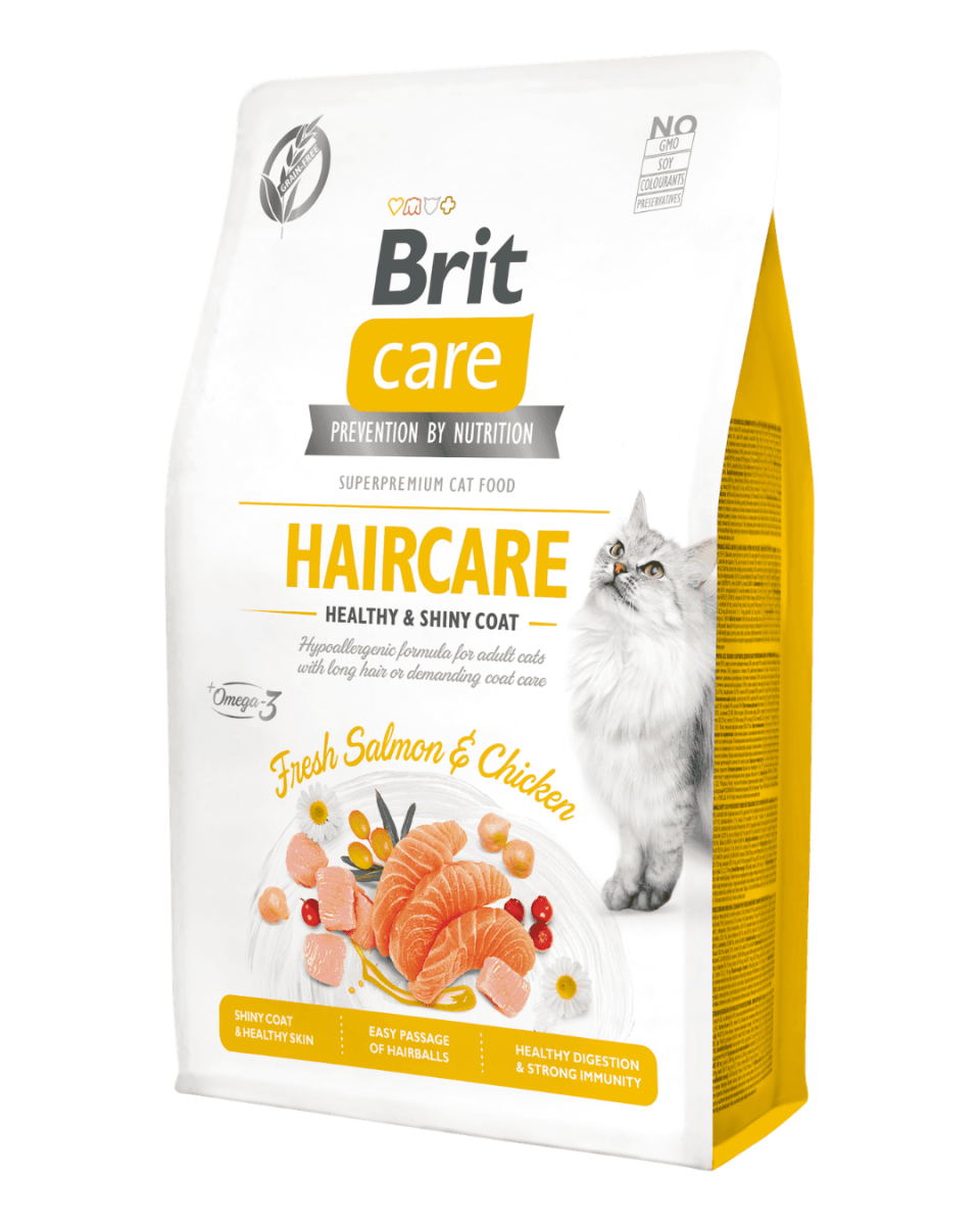BRIT CARE CAT HAIRCARE HEALTHY & SHINY COAT 7kg - ALIMENTO PARA GATOS1