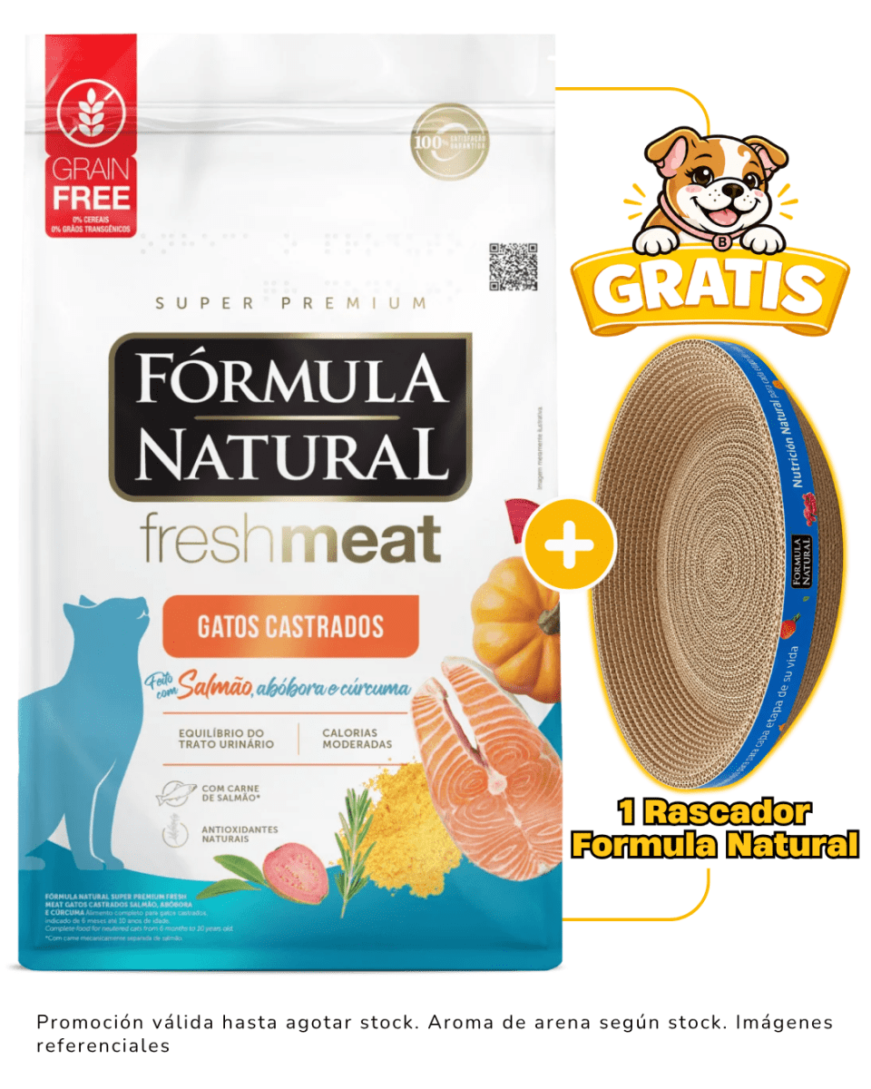 Formula Natural Fresh Meat Gato Adulto Castrado Salmón 10.1kg + 1 rascador Formula Natural gratis1