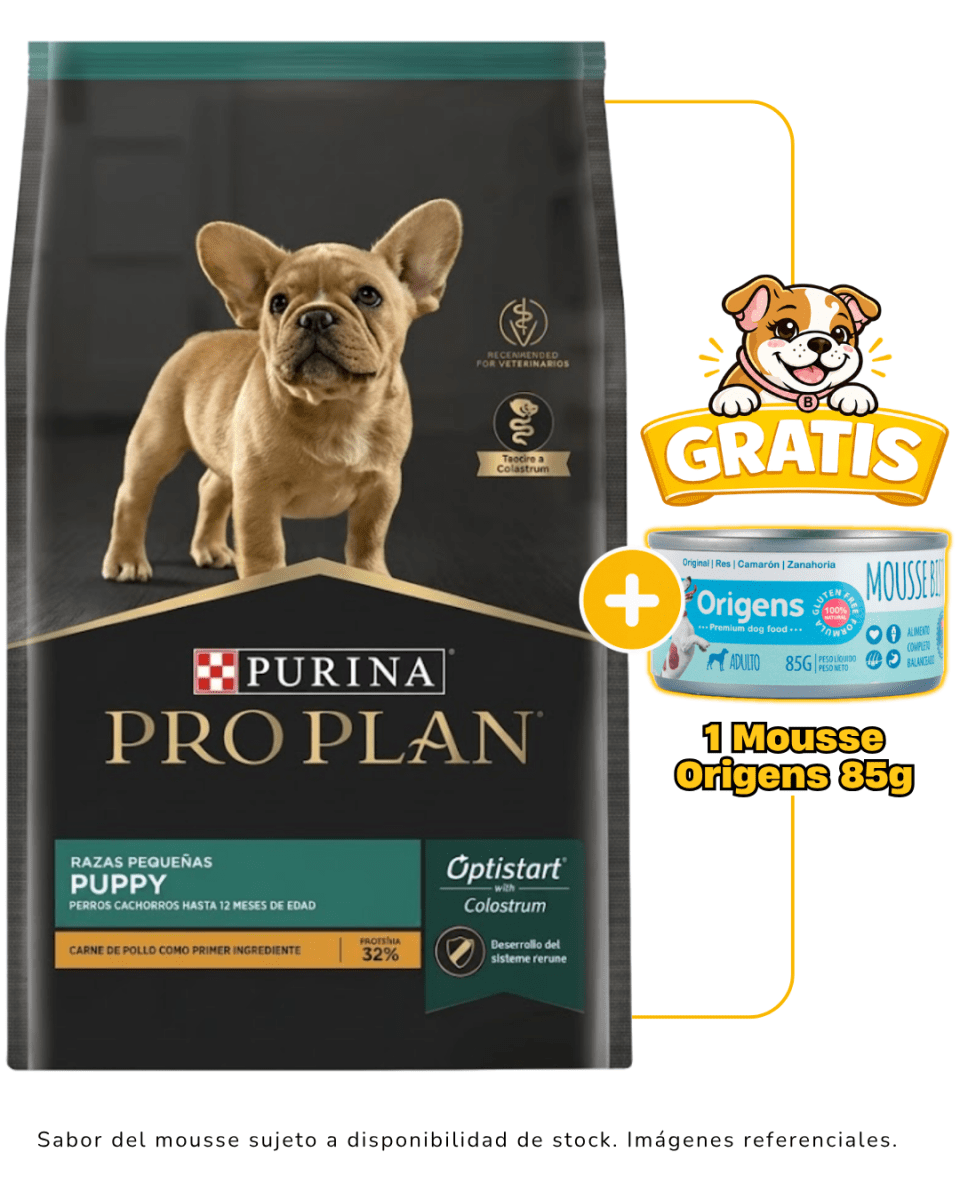 Pro Plan Cachorro Razas Pequeñas 3 Kg + 1 mousse Origens 85g gratis1