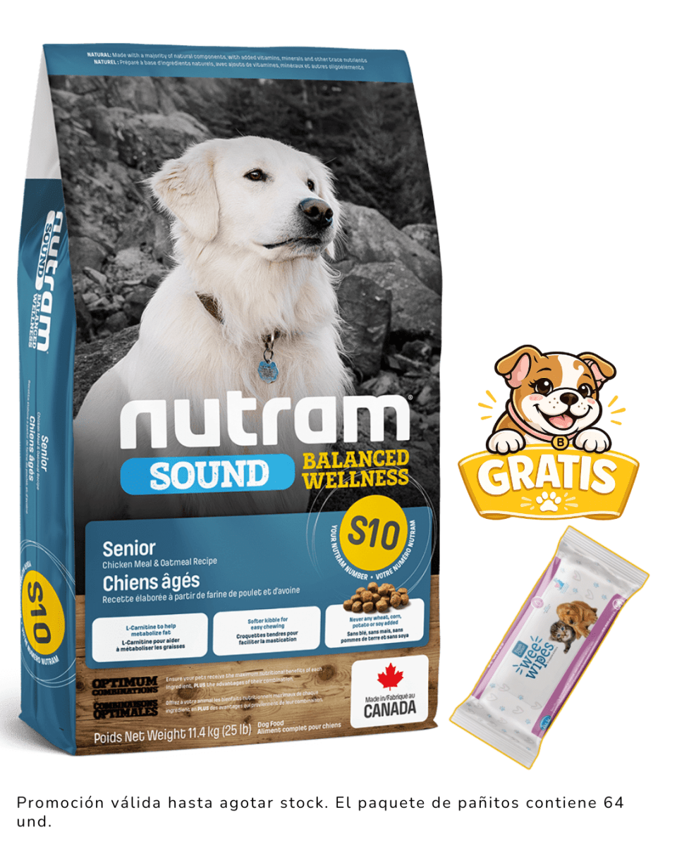 S10 NUTRAM SOUND SENIOR DOG 11.4kg + Toallitas PetAg Gratis1