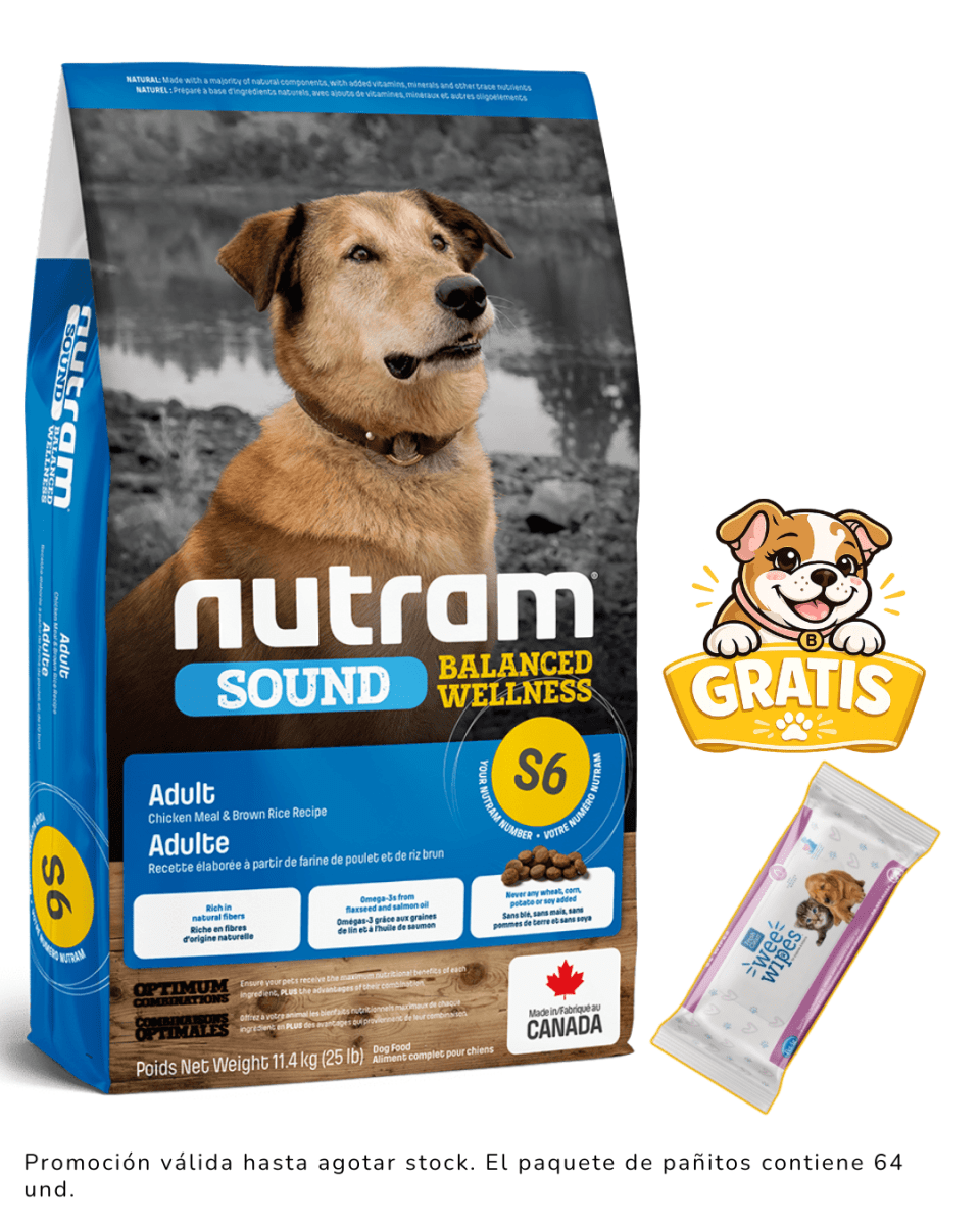 S6 NUTRAM SOUND ADULT DOG 11.4kg + Toallitas PetAg Gratis1
