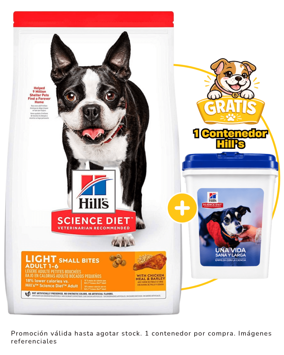 Hills SD Canine Adult Light Small Bites 6.8kg + 1 contenedor Hill's gratis1