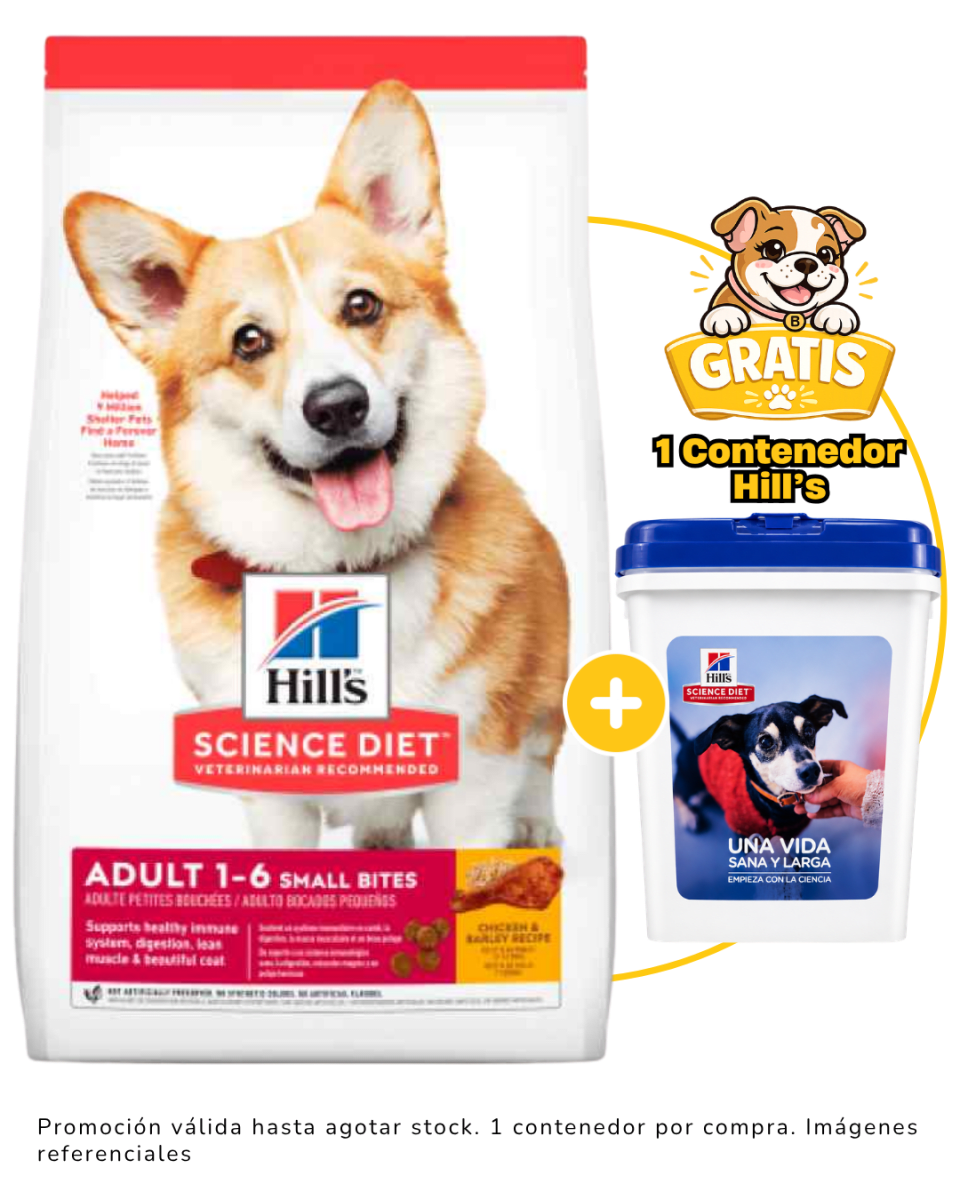 Hills SD Adult Small Bites Chicken 6.8 kg + 1 contenedor Hill's gratis1