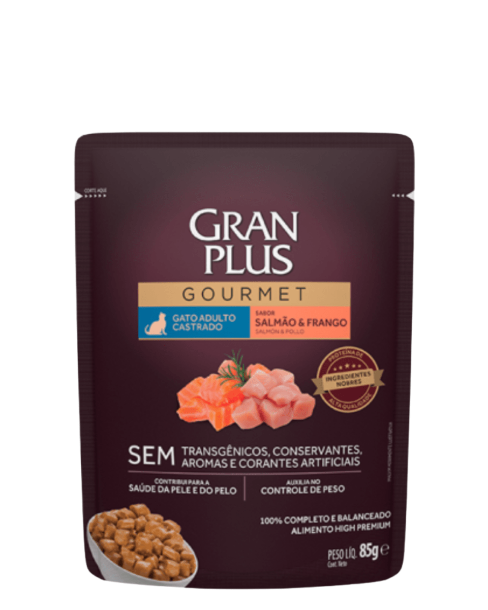 Gran Plus Gourmet Húmedo - Castrato Salmón y Pollo Sachet 85gr1