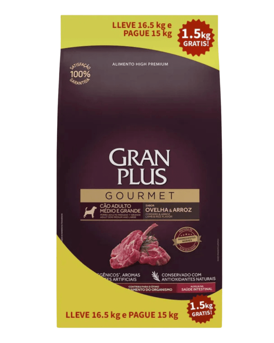 Gran Plus Gourmet Perro Adulto Mediano & Grande Cordero 16.5kg1