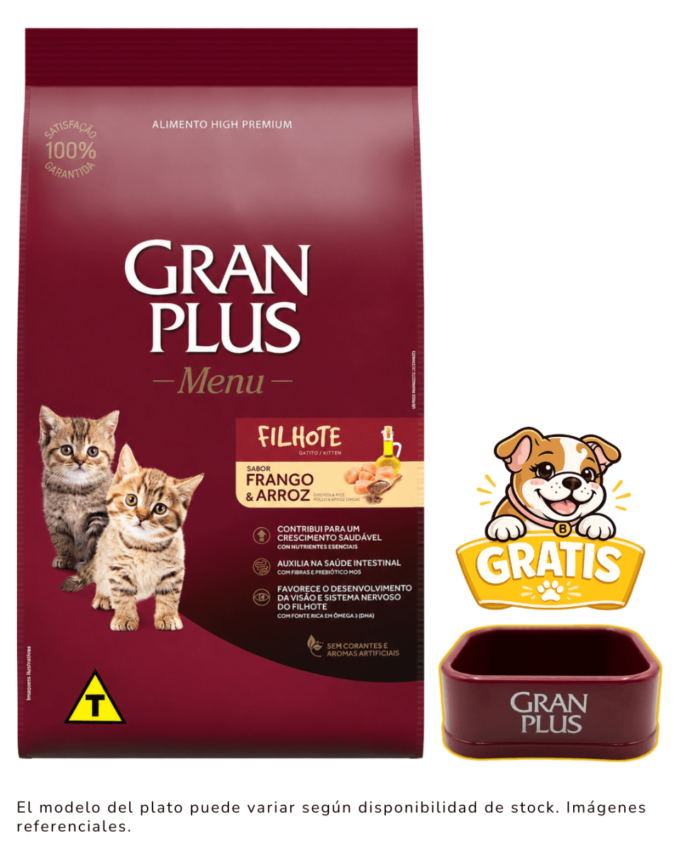 Gran Plus Gato Cachorro Pollo 1kg + 1 plato gratis1
