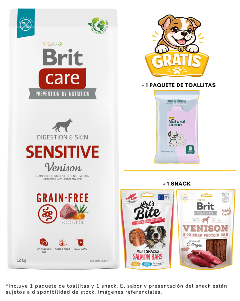 Brit Care Grain Free Sensitive Veninson 12kg + 1 snack y toallitas gratis1