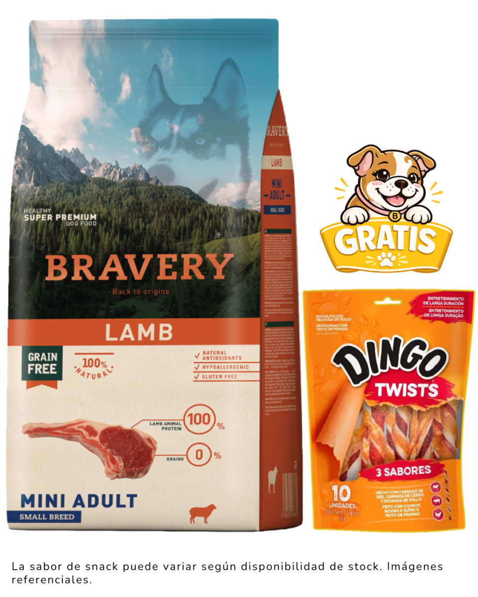 BRAVERY LAMB MINI ADULT SMALL BREEDS + 1 Snack Dingo gratis1