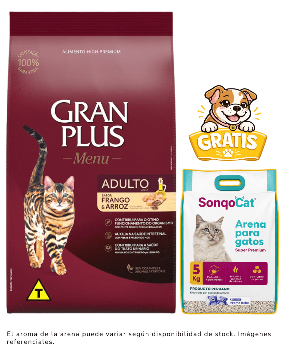 Gran Plus gato adulto pollo & arroz 10.1kg + 1 arena gratis1