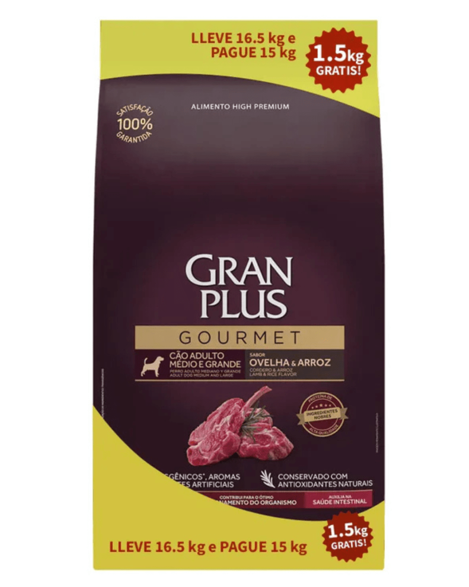 Gran Plus Gourmet Perro Adulto Mediano & Grande Cordero 16.5kg1