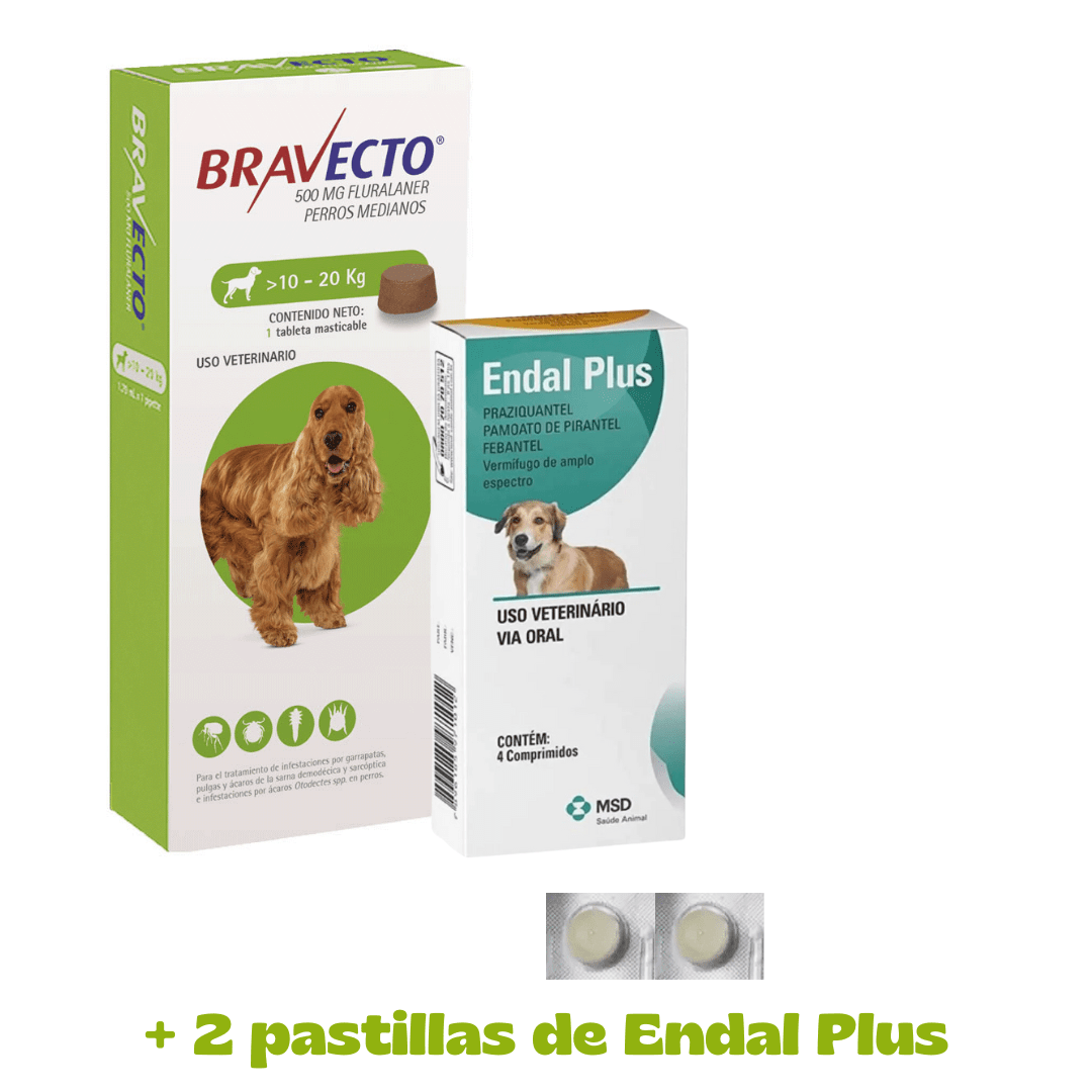 Bravecto (10 -20 ) Kg + 2 pastillas Endal1