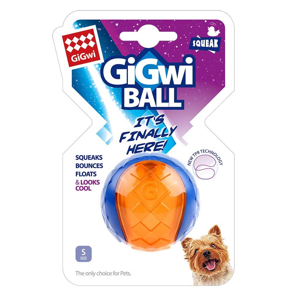GIGWI  BALL SQUEAK BLUE/ORANGE SMALL1