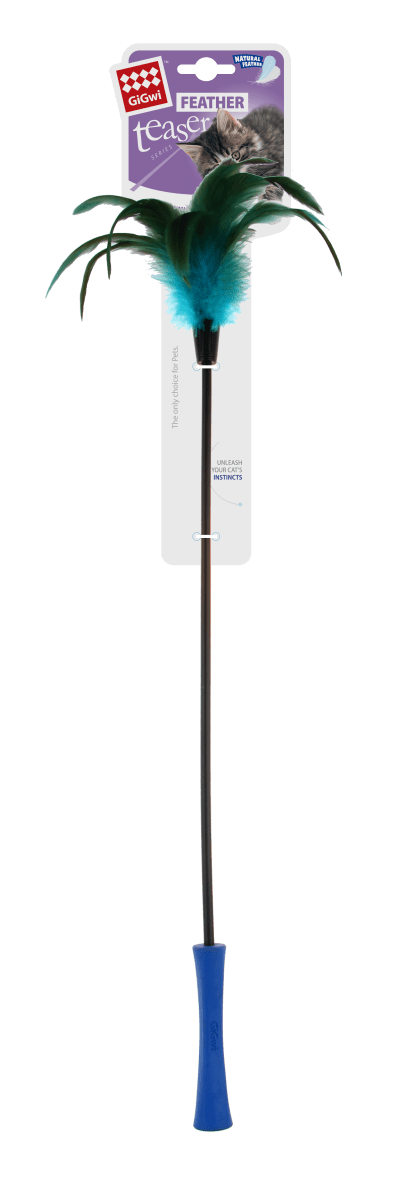 GIGWI Feather Teaser - Varilla Pluma Azul1