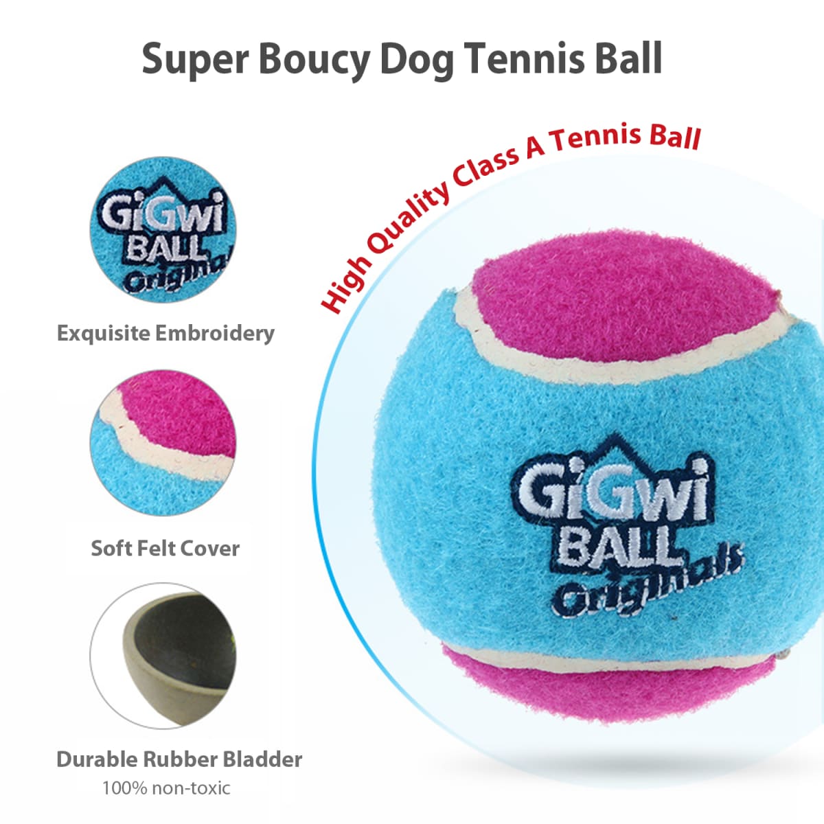 Gigwi M size tennis ball 'GiGwi ball originals' (3pcs)3