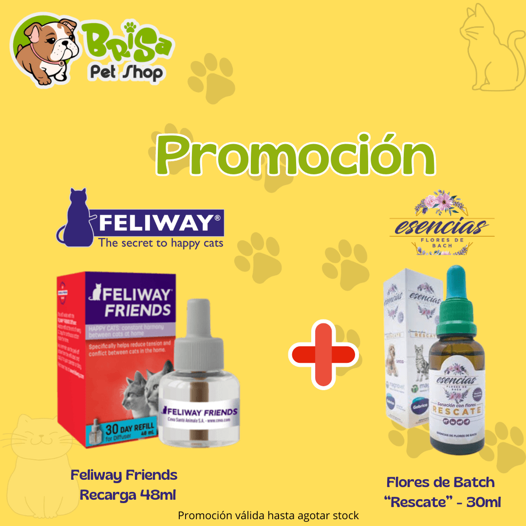 Promo Feliway Friends Recarga + Flores de Bach Rescate1