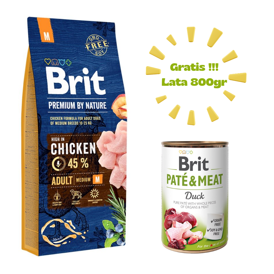 Brit Premium by Nature Adult Medium 15kg - PROMO BRIT PATE DUCK 800gr1
