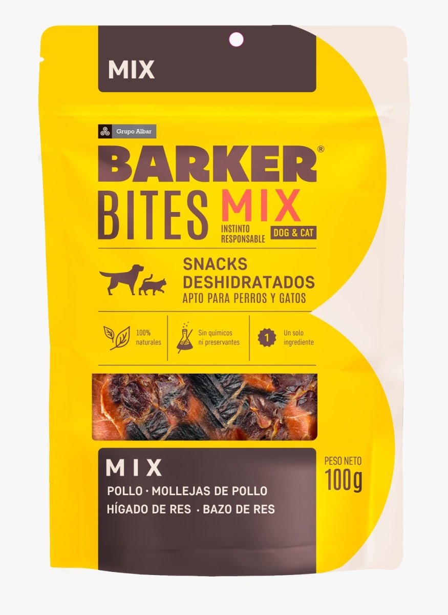 Barker Bites Mix (Pollo, hígado de res, bazo de res y molleja de Pollo) 100gr1
