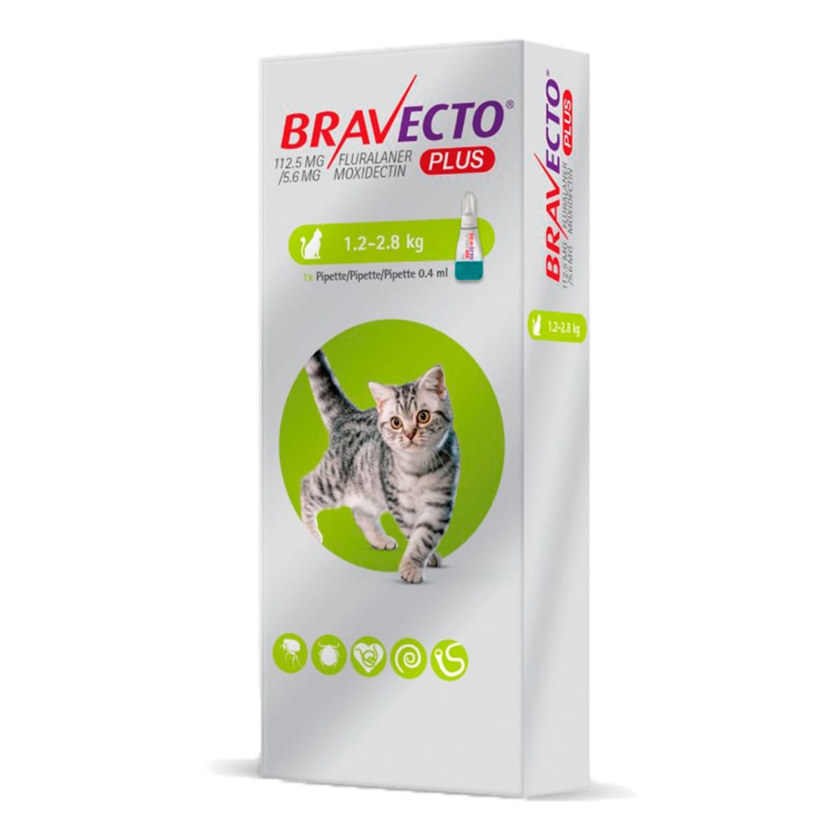 Bravecto Plus Pipeta Antipulgas para Gato - 1.2kg a 2.8kg1