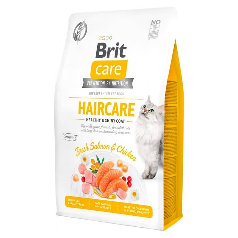 BRIT CARE CAT HAIRCARE HEALTHY & SHINY COAT 7kg - ALIMENTO PARA GATOS1