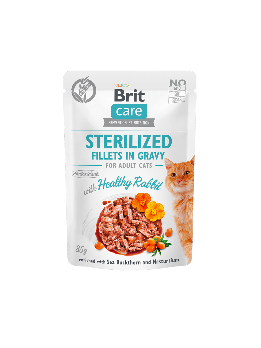 BRIT CARE CAT POUCH STERILIZED WITH HEALTHY RABBIT 85GR - ALIMENTO PARA GATOS1