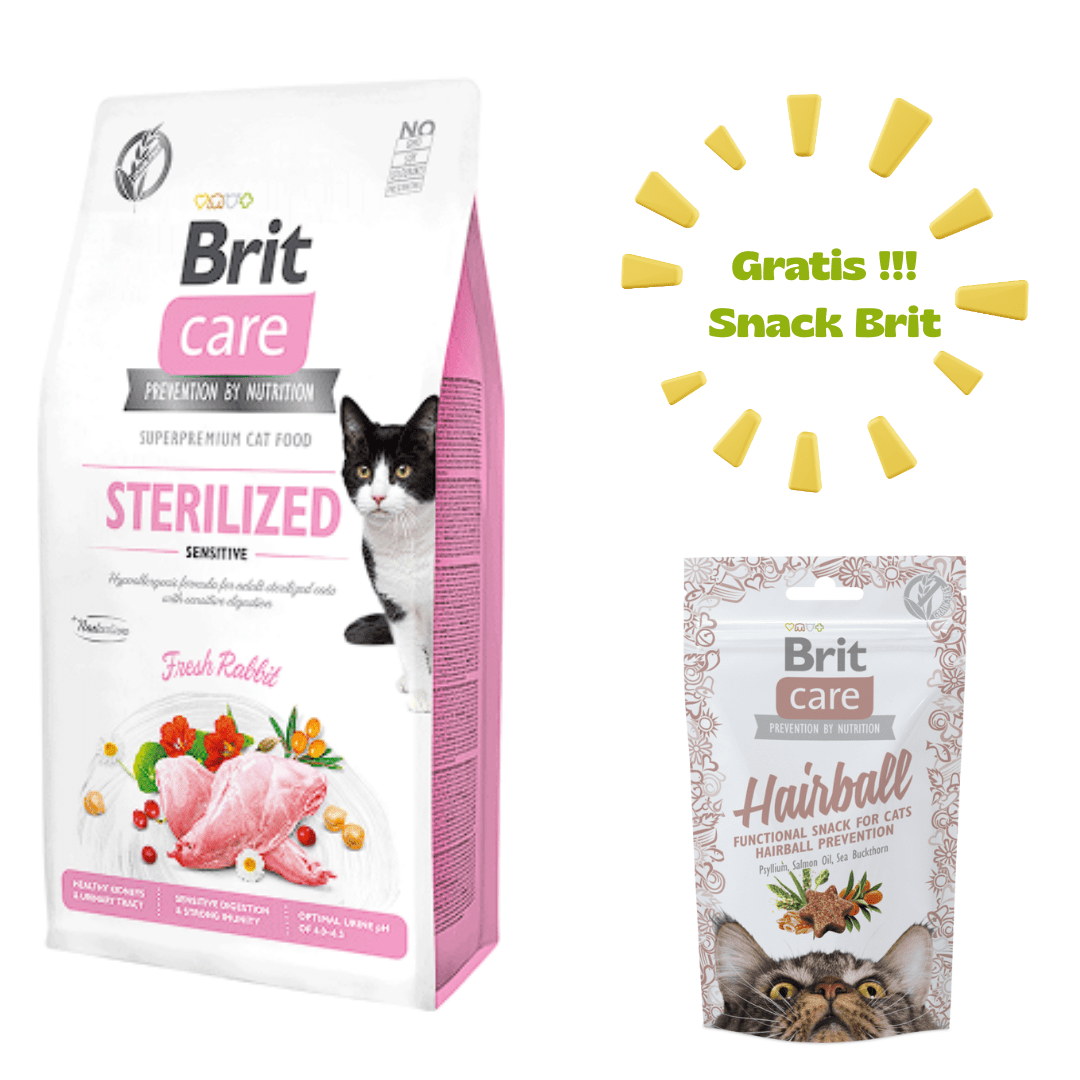 BRIT CARE CAT STERILIZED SENSITIVE 7kg - Promo Snack1