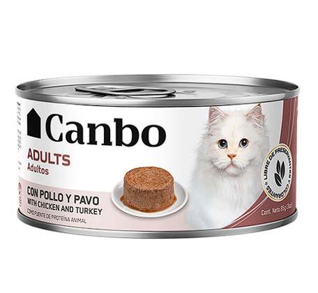 CANBO CAT PATE ADULTO POLLO Y PAVO (LATA)1