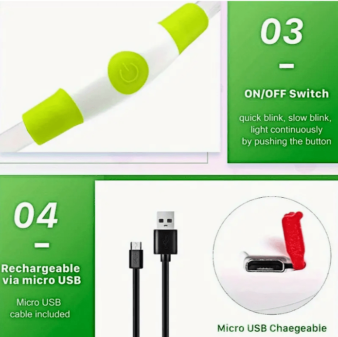 Collar Luminoso LED recargable Verde - Medium4