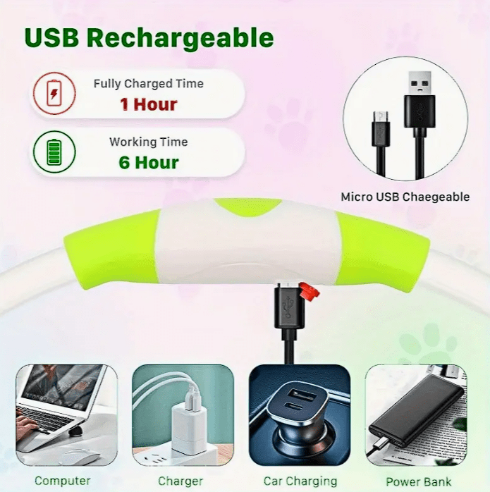 Collar Luminoso LED recargable Verde - Medium5