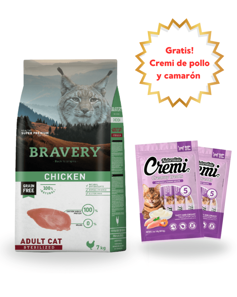 BRAVERY CHICKEN ADULT CAT STERILIZED 7kg - PROMO CREMI1
