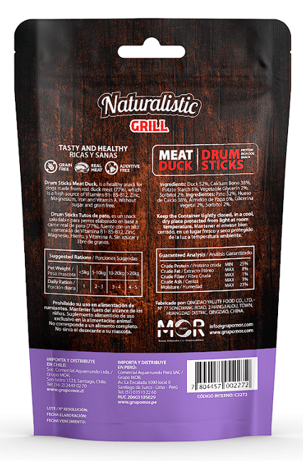 Naturalistic Dog Grill Duck Drum stick 6pzas2