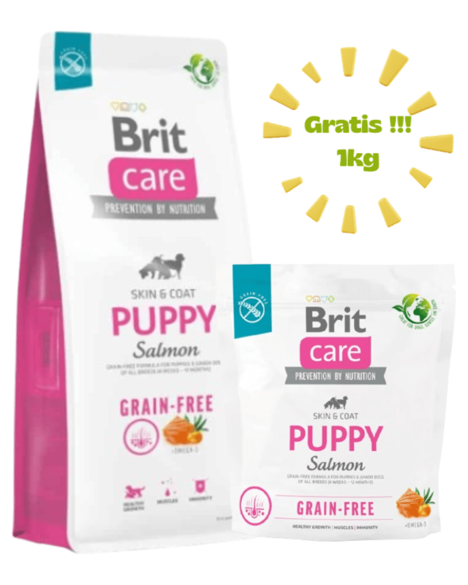 Brit Care grain free puppy salmón 12kg - Promo + 01 Bolsa de 1kg1