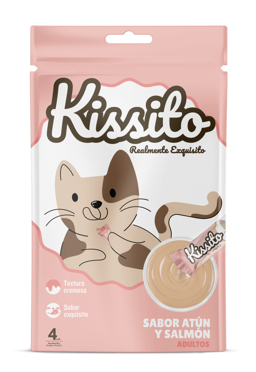 Kissito Adulto Sabor Atún y Salmón (4 tubitos) - 56gr1