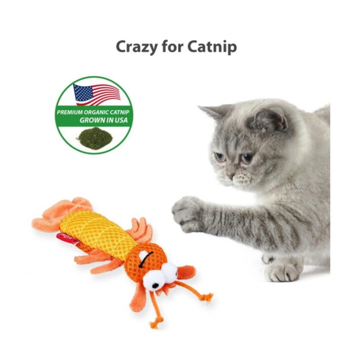 GIGWI DENTAL MESH ORANGE SHRIMP CATNIP2