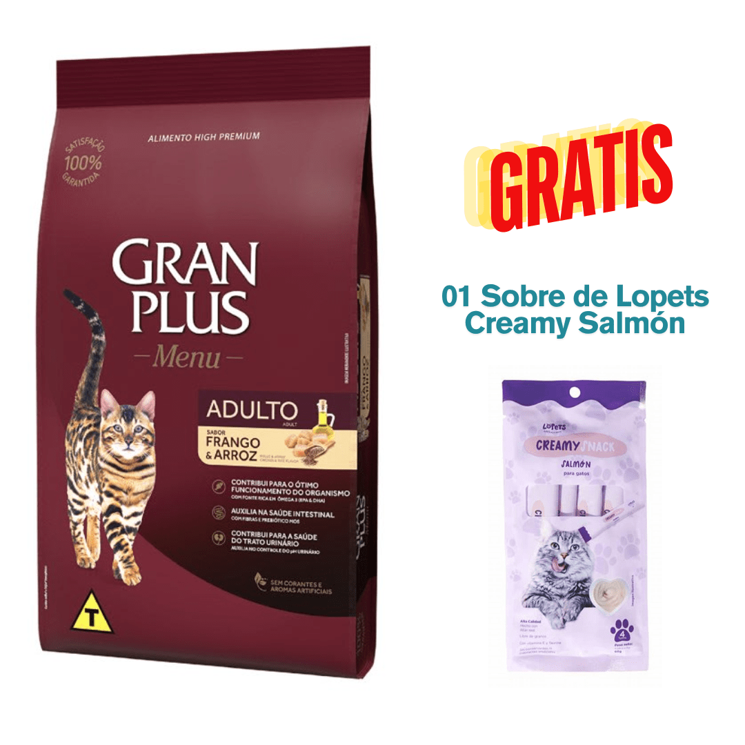 Gran Plus gato adulto pollo y arroz 10.1kg - Promo Lopets Gratis1
