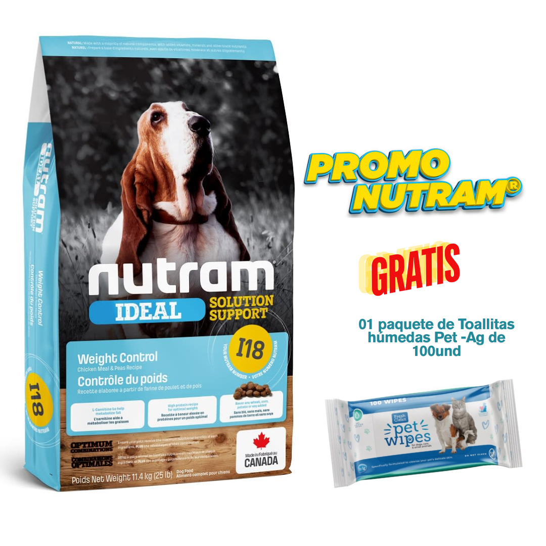 I18 NUTRAM IDEAL WEIGHT CONTROL DOG 11.4kg - Promo Pet Ag1