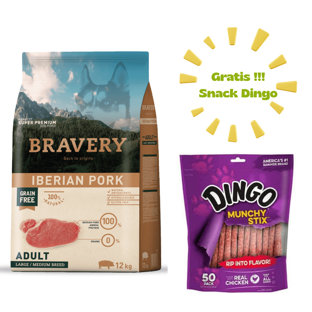 BRAVERY IBERIAN PORK ADULT LARGE/MEDIUM BREEDS 12kg - Promo Dingo1