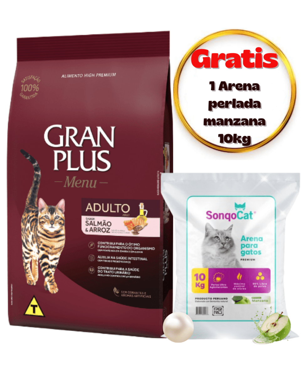 Gran Plus Gato Adulto Salmón & Arroz 10kg - Promo Arena Sonqocat1
