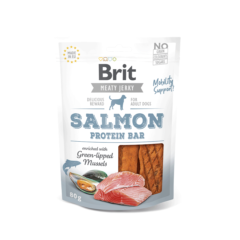 BRIT JERKY SNACK SALMON PROTEIN BAR FOR DOGS - 80gr1