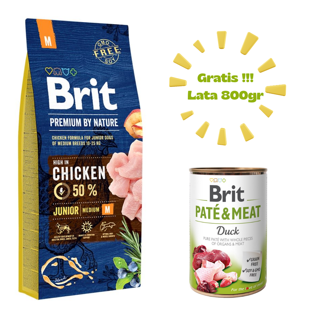 Brit Premium by Nature Junior Medium 15kg - Promo Brit Pate Duck 800gr1