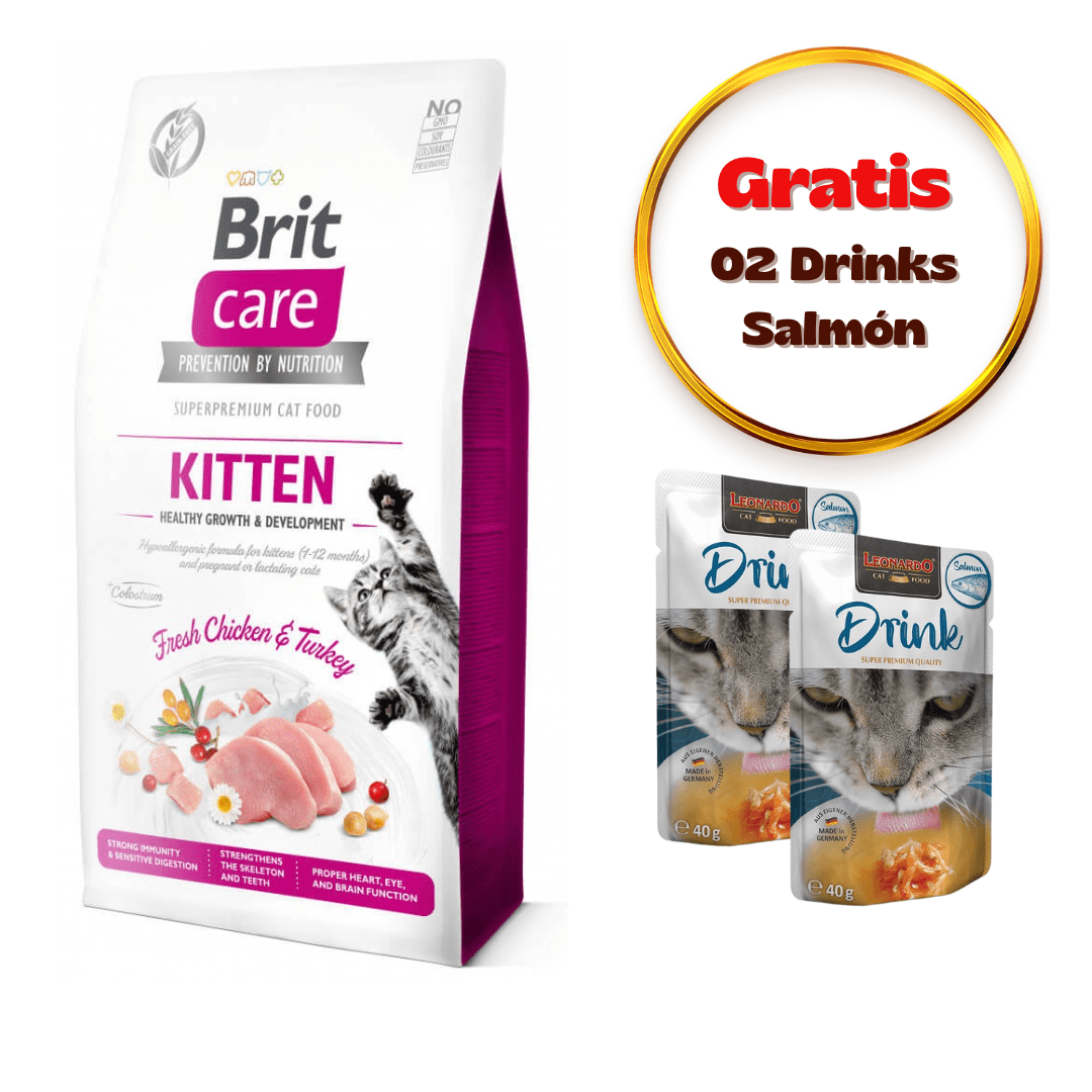 BRIT CARE CAT KITTEN HEALTHLY GROWTH & DEVELOPMENT 7kg - Promo Drink1