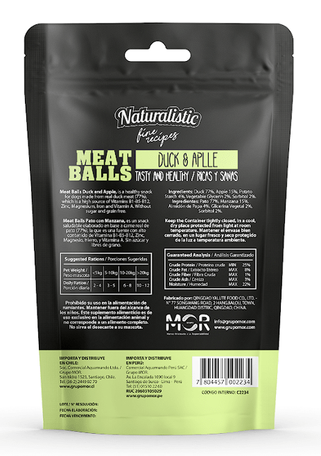 Naturalistic Dog  Fine Recipes Meat Balls Duck and Apple 100gr2