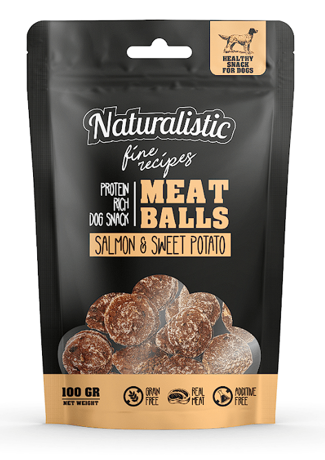 Naturalistic Dog Fine Recipes Meat Balls Salmón and Sweet Potato 100gr1