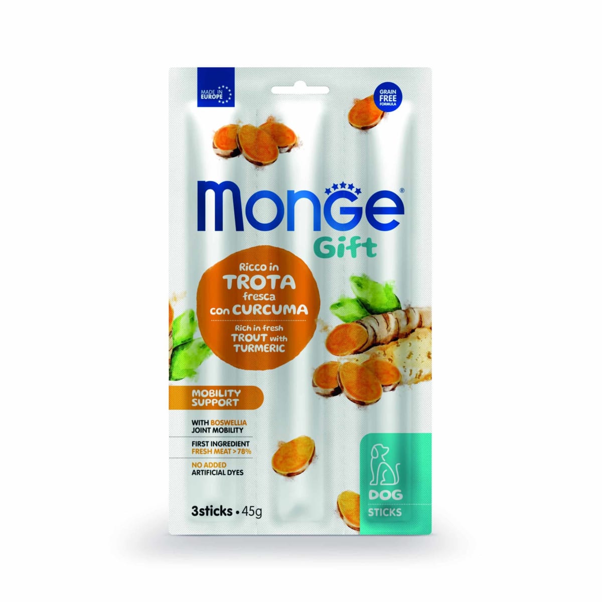 Monge Gift Meat Stick Mobility Support Dog (Trucha+Cúrcuma) 45gr1