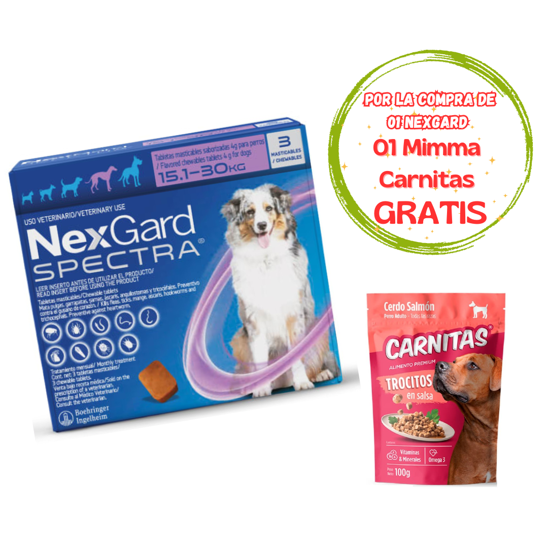 NEXGARD SPECTRA PARA PERROS DE 15.1 A 30KG - 3 TABLETAS - PROMO MIMMA1
