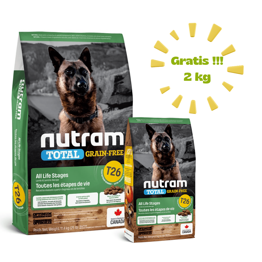 T26 Nutram Total Grain - Free Allergy Lamb Dog 11.4 Kg - Promo + 2 Kg de regalo1