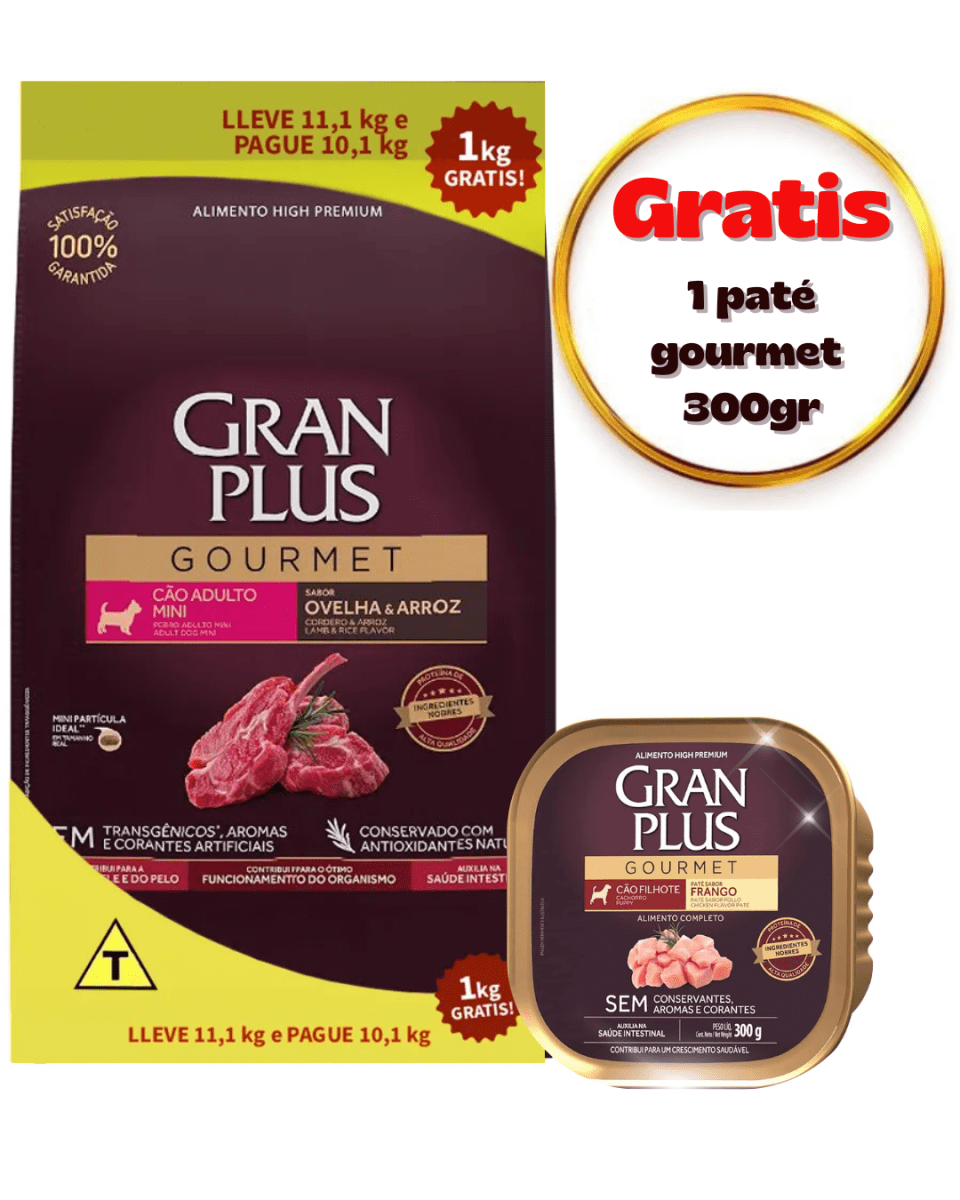 Gran Plus Gourmet Perro Mini Adulto Cordero 11.1kg - Promo Paté1