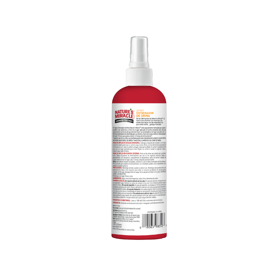 NATURE'S MIRACLE ADVANCED PLATINIUM / SPRAY ENTRENADOR DE ORINA, 236 ML2