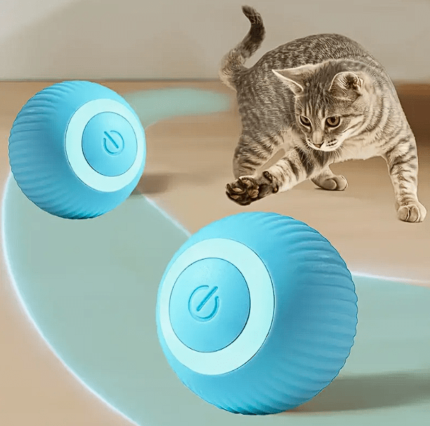 Bola rodante automática para gato (celeste)3